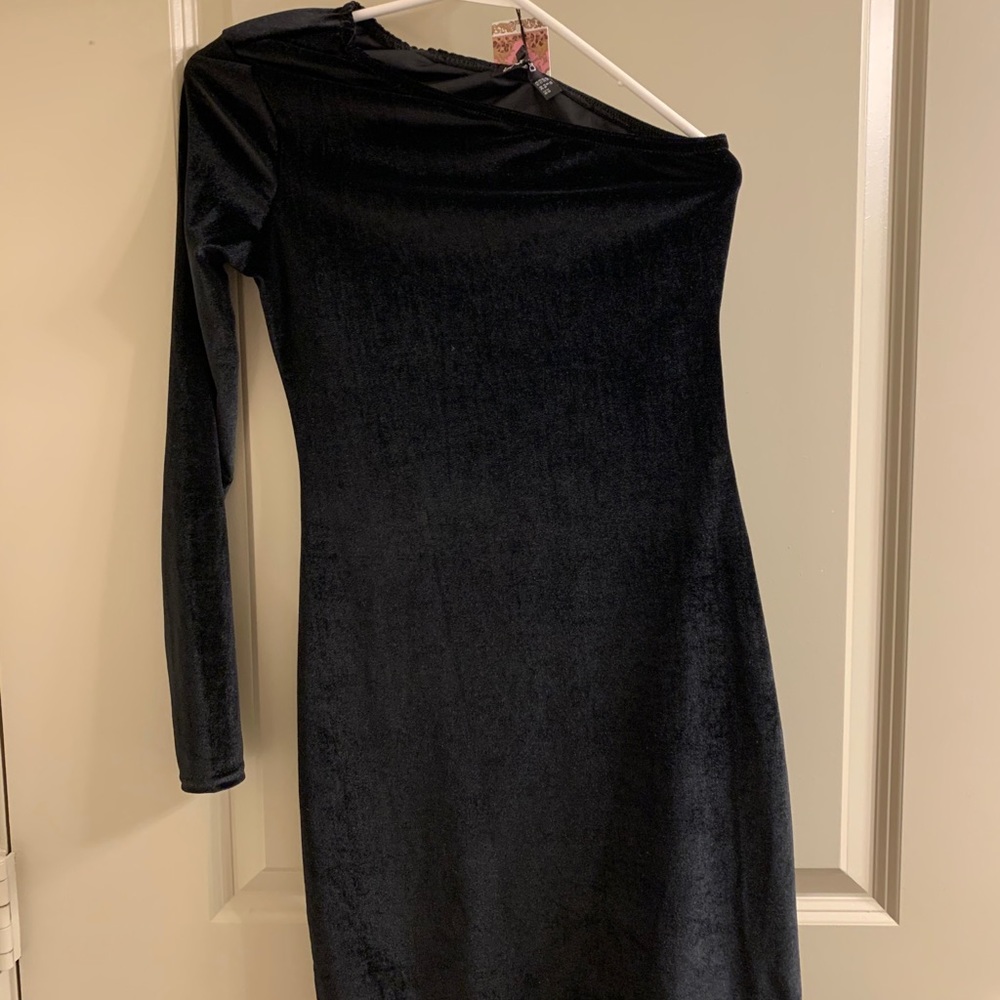 Velvet one shoulder dress